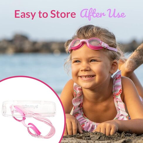 Limmys Kids Swimming Goggles Anti-fog with Adjustable Strap, Flexible Nose Bridge & UV Protection with Protection Case in Saudi Arabia