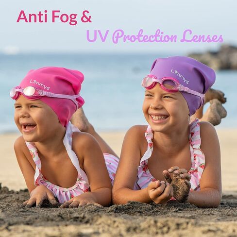 Limmys Kids Swimming Goggles Anti-fog with Adjustable Strap, Flexible Nose Bridge & UV Protection with Protection Case in Saudi Arabia