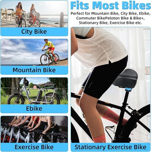 Extra Wide Noseless Bike seat Cushion for Men Women Memory Foam Filling Large Bike Saddle Ventilation Water Proof Bicycle Seat Cushion for Peloton Bikes MountainBikes Exercise Bikes City Bikes in Saudi Arabia
