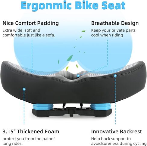 Extra Wide Noseless Bike seat Cushion for Men Women Memory Foam Filling Large Bike Saddle Ventilation Water Proof Bicycle Seat Cushion for Peloton Bikes MountainBikes Exercise Bikes City Bikes in Saudi Arabia