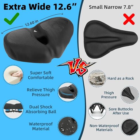 Extra Wide Noseless Bike seat Cushion for Men Women Memory Foam Filling Large Bike Saddle Ventilation Water Proof Bicycle Seat Cushion for Peloton Bikes MountainBikes Exercise Bikes City Bikes in Saudi Arabia
