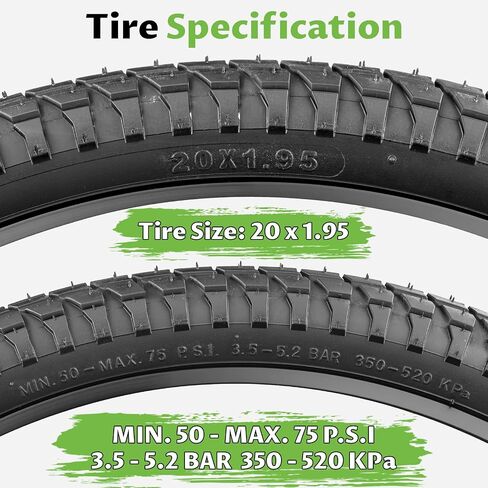 إطار دراجة WEEROCK مقاس 20 بوصة 20 × 1.95/20 × 2.1/20 × 2.25 إطارات دراجات 2 حزمة إطارات بديلة قابلة للطي مع/بدون أنابيب داخلية للدراجات 20 بوصة، دراجة أطفال، MTB، BMX، دراجة ثلاثية العجلات، أسود in Kuwait