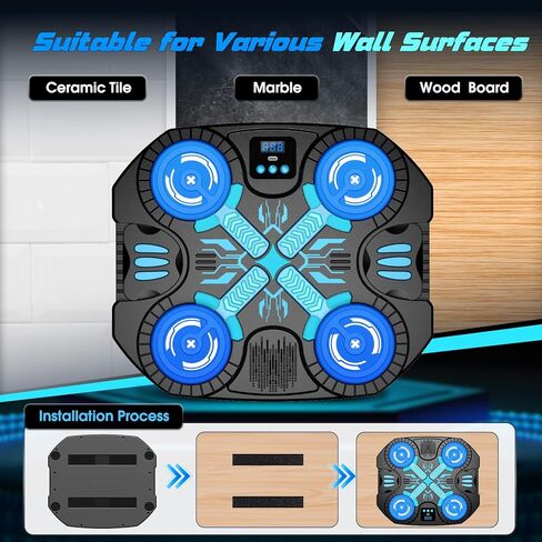 آلة الملاكمة مع الموسيقى للأطفال - 3 أوضاع لعب و14 مستوى، 5 6 7 8 9 10 11 12 سنة صبي فتاة عيد الميلاد ألعاب رياضية هدايا عيد الميلاد، هدف اللكم بلوتوث مثبت على الحائط مع تسجيل وقفازات in Kuwait