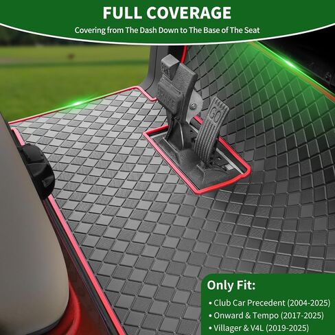 Golf Cart Floor Liner Mat 8mm Thick Rubber Full Coverage Fit for Club Car Precedent 2004-2025 / Onward & Tempo 2017-2025 / Villager & V4L 2019-2025 Carts Upgraded Non-Slip Mats Replacement in Saudi Arabia
