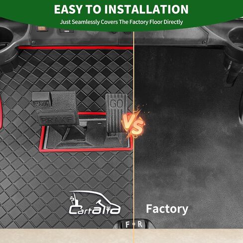Golf Cart Floor Liner Mat 8mm Thick Rubber Full Coverage Fit for Club Car Precedent 2004-2025 / Onward & Tempo 2017-2025 / Villager & V4L 2019-2025 Carts Upgraded Non-Slip Mats Replacement in Saudi Arabia