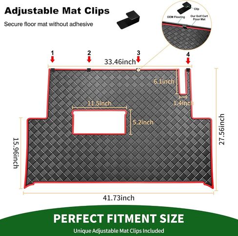 Golf Cart Floor Liner Mat 8mm Thick Rubber Full Coverage Fit for Club Car Precedent 2004-2025 / Onward & Tempo 2017-2025 / Villager & V4L 2019-2025 Carts Upgraded Non-Slip Mats Replacement in Saudi Arabia