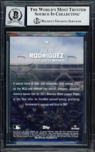 جوليو رودريجيز موقعة 2022 Stadium Club Destiny Rookie Card # 7B Seattle Mariners Auto Grade Gem Mint 10 Beckett BAS # 17037773 - بطاقات البيسبول المبتذلة الموقعة in Saudi Arabia