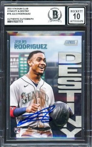 جوليو رودريجيز موقعة 2022 Stadium Club Destiny Rookie Card # 7B Seattle Mariners Auto Grade Gem Mint 10 Beckett BAS # 17037773 - بطاقات البيسبول المبتذلة الموقعة in Saudi Arabia