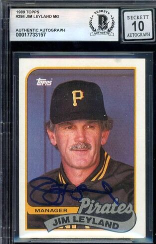 Jim Leyland Gem Mint 10 Beckett BAS Signed 1989 Topps Autographed - Baseball Slabbed Autographed Cards in Saudi Arabia