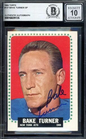 Bake Turner Gem Mint 10 Beckett BAS Signed Jets 1964 Topps Rookie Autograph - كرة القدم Slabbed بطاقات مبتدئة موقعة in Saudi Arabia