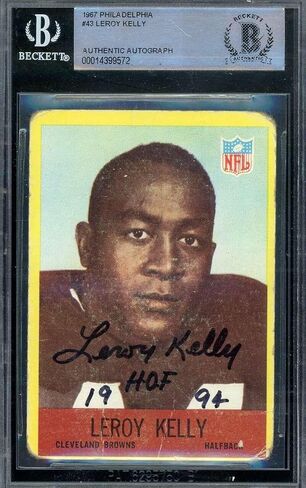 Leroy Kelly Beckett BAS Vintage Signed 1967 Philadelphia Gum Rookie Autograph - Football Slabbed Autographed Rookie Cards in Saudi Arabia