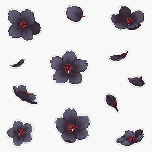 Falling Black Sakura Cherry Blossom Sticker Vinyl Waterproof Sticker Decal Car Laptop Wall Window Bumper Sticker 5" in Saudi Arabia