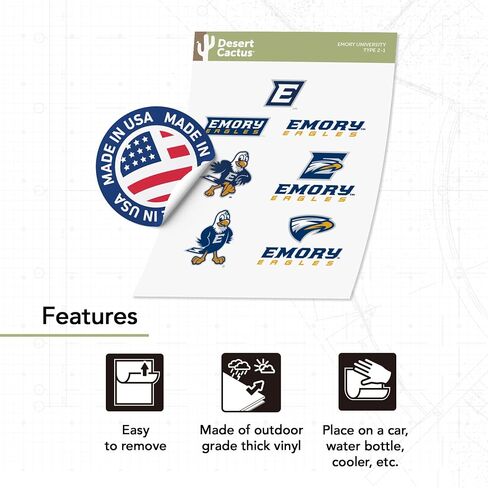 Desert Cactus Emory University Stickers Emory Eagles Vinyl Decal Laptop Water Bottle Car Scrapbook Sheet (Type 2) in Saudi Arabia