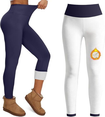 Fleece Lined Warm Leggings for Women with Pockets Windproof Thermal Winter Yoga Pants High Waisted Tights Hiking in Saudi Arabia