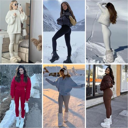 Fleece Lined Warm Leggings for Women with Pockets Windproof Thermal Winter Yoga Pants High Waisted Tights Hiking in Saudi Arabia
