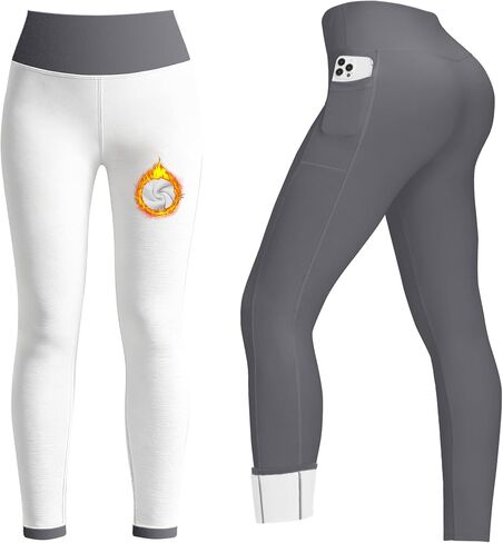 Fleece Lined Warm Leggings for Women with Pockets Windproof Thermal Winter Yoga Pants High Waisted Tights Hiking in Saudi Arabia
