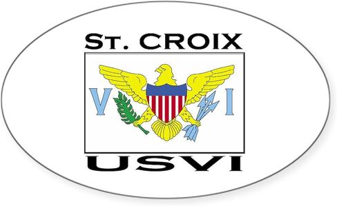 ملصق CafePress St. Croix، USVI Flag البيضاوي، ملصق ممتص الصدمات للسيارة in Saudi Arabia