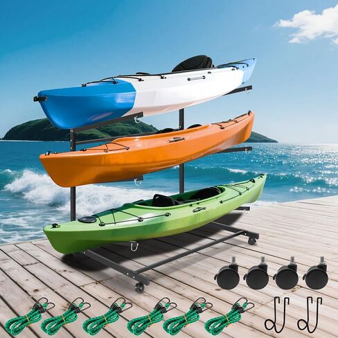 Kayak Storage Rack, Heavy Duty Freestanding Kayak Stands, Boat/Canoe/Paddleboard Holder, Space Saving Garage Organization System, Easy Roll Mobility for Indoor Outdoor Use in Saudi Arabia