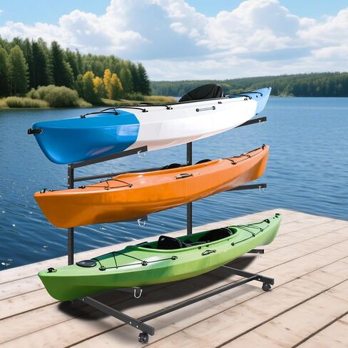 Kayak Storage Rack, Heavy Duty Freestanding Kayak Stands, Boat/Canoe/Paddleboard Holder, Space Saving Garage Organization System, Easy Roll Mobility for Indoor Outdoor Use in Saudi Arabia
