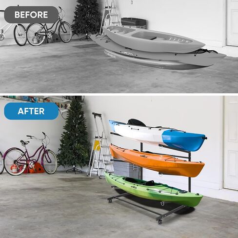 Kayak Storage Rack, Heavy Duty Freestanding Kayak Stands, Boat/Canoe/Paddleboard Holder, Space Saving Garage Organization System, Easy Roll Mobility for Indoor Outdoor Use in Saudi Arabia