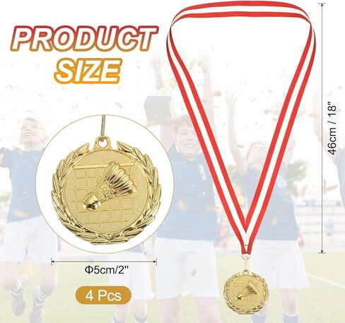 MECCANIXITY Badminton Medals Award Medals with Neck Ribbon for Team Sports Games Competitions Party Favors in Kuwait