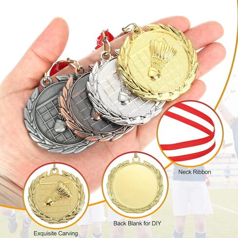 MECCANIXITY Badminton Medals Award Medals with Neck Ribbon for Team Sports Games Competitions Party Favors in Kuwait