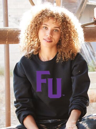 سويت شيرت Sorority Letters Shop Furman University ذو رقبة دائرية ومطبوع بشعار FU على الجهة الأمامية وشعار Paladin على الظهر in Saudi Arabia