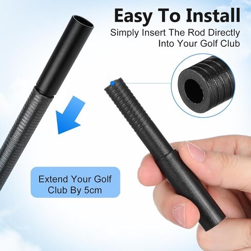 NOLITOY 2 Pcs Golf Shaft Extension, 0.6in Golf Club Extension Rod Graphite Shaft for Iron Wood Putter Accessories (Black) in Saudi Arabia