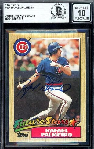 Rafael Palmeiro Gem Mint 10 Beckett BAS Signed 1987 Topps Future Stars Autograph - Baseball Slabbed Autographed Cards in Saudi Arabia