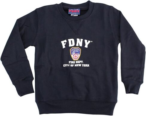 Artisan Owl New York Fire Department Style Embroidered Crew Neck Sweatshirt, NavyBlue in Saudi Arabia
