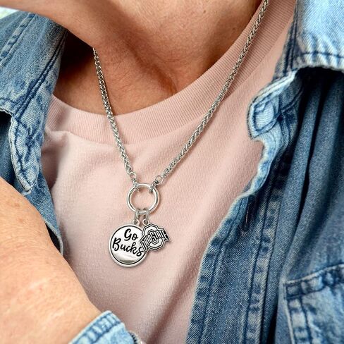 From the Heart Ohio State Buckeyes Go Bucks Twist and Shout Silver Necklace Jewelry in Saudi Arabia