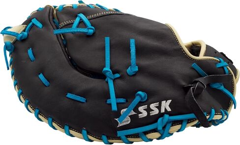 قفاز البيسبول الأول SSK Z5 Craftsman - 12 بوصة - 12.25 بوصة - 12.5 بوصة - 13 بوصة - غطاء لليد اليمنى واليسرى (أسود/جملي/أزرق كهربائي، 13 بوصة - غطاء لليد اليسرى) in Saudi Arabia