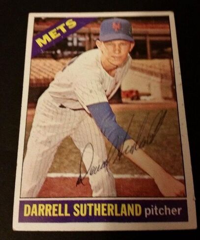 Darrell Sutherland Mets 1966 Topps #191 Indians Authentic Signed Autograph JG2 - Autographed Baseball Cards in Saudi Arabia