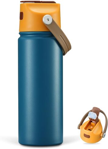 4 PACK 18 OZ Water Bottle for Kids, Stainless Steel Double Insulated Sports Water Bottle, Leak Proof Straw Cup for School, Gifts, Travel, BPA Free (Mixed Color) in Saudi Arabia