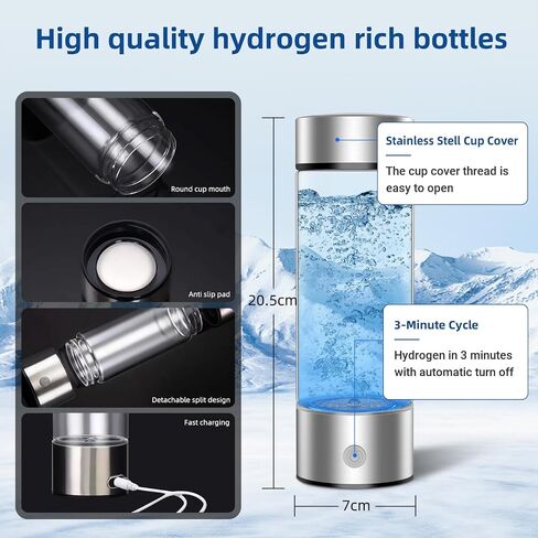Hydrogen Water Bottle, Portable Rechargeable Hydrogen Water, Rapid Electrolysis with SPE/PEM Technology, for Home Office Travel Office School Fitness use in Saudi Arabia