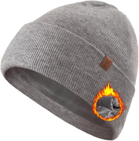 TRENDOUX Winter Merino Wool Beanie: Double-Layer Thick Warm Cuff Knit Beanie for Men Women Slouchy Ski Watch Hat Skull Cap in Kuwait