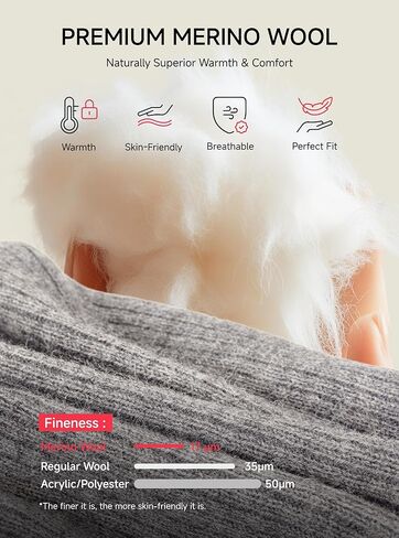 TRENDOUX Winter Merino Wool Beanie: Double-Layer Thick Warm Cuff Knit Beanie for Men Women Slouchy Ski Watch Hat Skull Cap in Kuwait