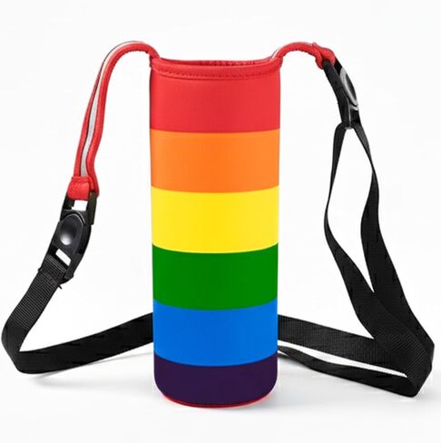 Neoprene Rainbow Water Bottle Sleeve with Snap Closure & Adjustable Strap, Portable Carry Handle & Dual-Stitched Durability in Saudi Arabia