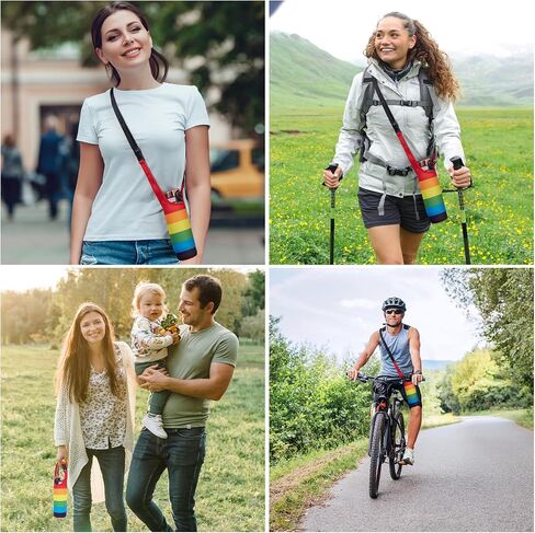 Neoprene Rainbow Water Bottle Sleeve with Snap Closure & Adjustable Strap, Portable Carry Handle & Dual-Stitched Durability in Saudi Arabia