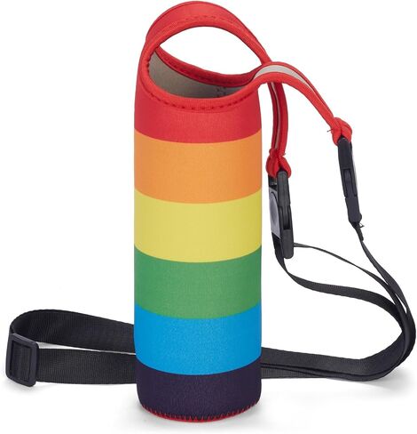 Neoprene Rainbow Water Bottle Sleeve with Snap Closure & Adjustable Strap, Portable Carry Handle & Dual-Stitched Durability in Saudi Arabia