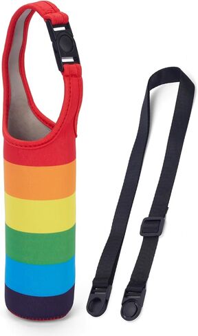 Neoprene Rainbow Water Bottle Sleeve with Snap Closure & Adjustable Strap, Portable Carry Handle & Dual-Stitched Durability in Saudi Arabia