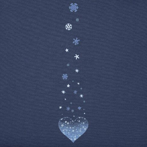 Life is Good. Women's Winter Heart Snowflakes Long Sleeve Crusher Vee, Darkest Blue in Saudi Arabia