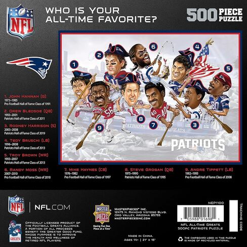 MasterPieces 500 Piece Sports Jigsaw Puzzle for Adults - NFL New England Patriots All-Time Greats - 15x21" in Saudi Arabia