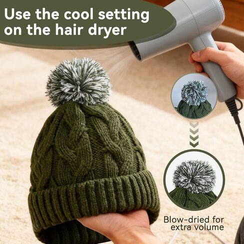 Slouchy Chunky Knit Beanie with Pom Pom - Cozy Winter Bobble Hat for Women and Men in Saudi Arabia