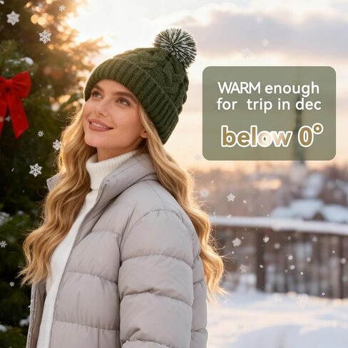 Slouchy Chunky Knit Beanie with Pom Pom - Cozy Winter Bobble Hat for Women and Men in Saudi Arabia