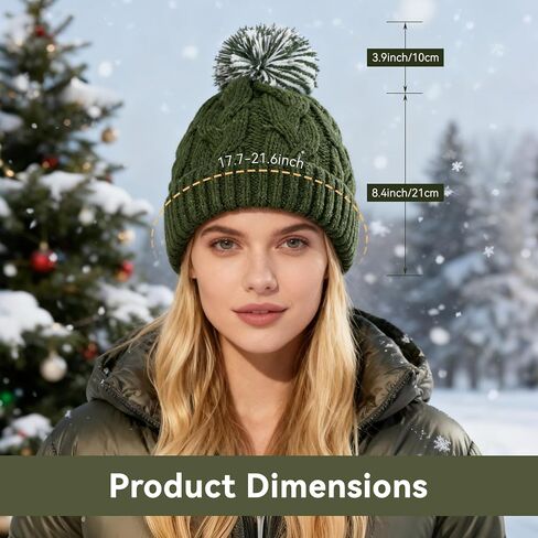 Slouchy Chunky Knit Beanie with Pom Pom - Cozy Winter Bobble Hat for Women and Men in Saudi Arabia