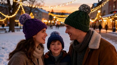 Slouchy Chunky Knit Beanie with Pom Pom - Cozy Winter Bobble Hat for Women and Men in Saudi Arabia