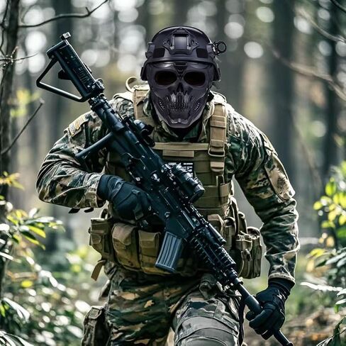خوذة وقناع Airsoft، خوذة تكتيكية عسكرية ومجموعة قناع الوجه الكامل - خوذة كرة الطلاء مع حامل NVG وحاجز جانبي لمعدات الحماية in Kuwait