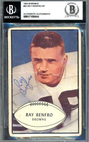 Ray Renfro Beckett BAS Signed 1953 Bowman Rookie Autograph - Football Slabbed Autographed Rookie Cards in Saudi Arabia