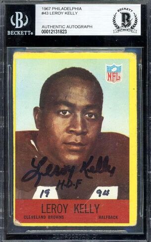 Leroy Kelly Beckett BAS Signed 1967 Philadelphia Gum Rookie Autograph - Football Slabbed Autographed Rookie Cards in Kuwait